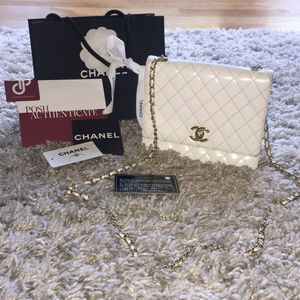 White Chanel Lamskin Crossbody bag